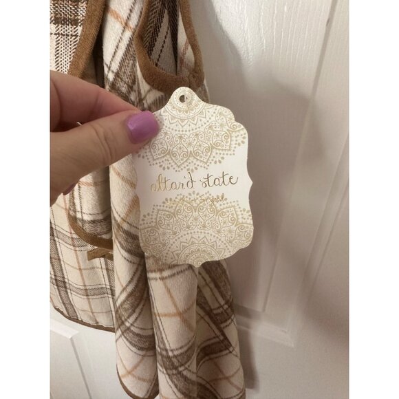 Clinton Boho Tan Plaid Knit Vest By Altard State Small Beige/Orange Wool Blend - Picture 6 of 9